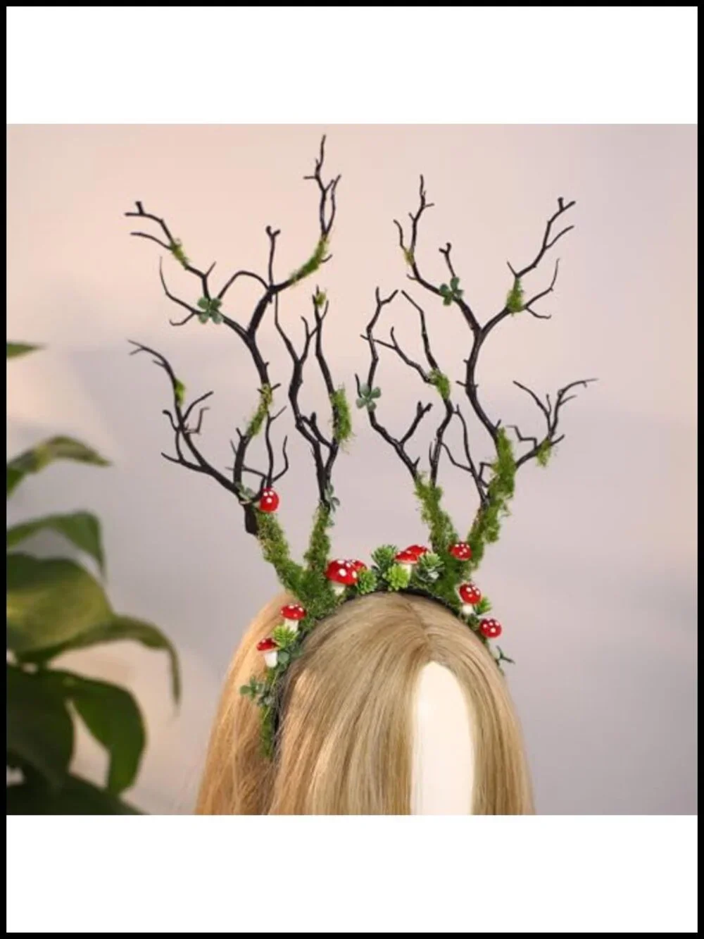 Handmade Forest Branch Headband with Mushroom Decor for Renaissance Cosplay